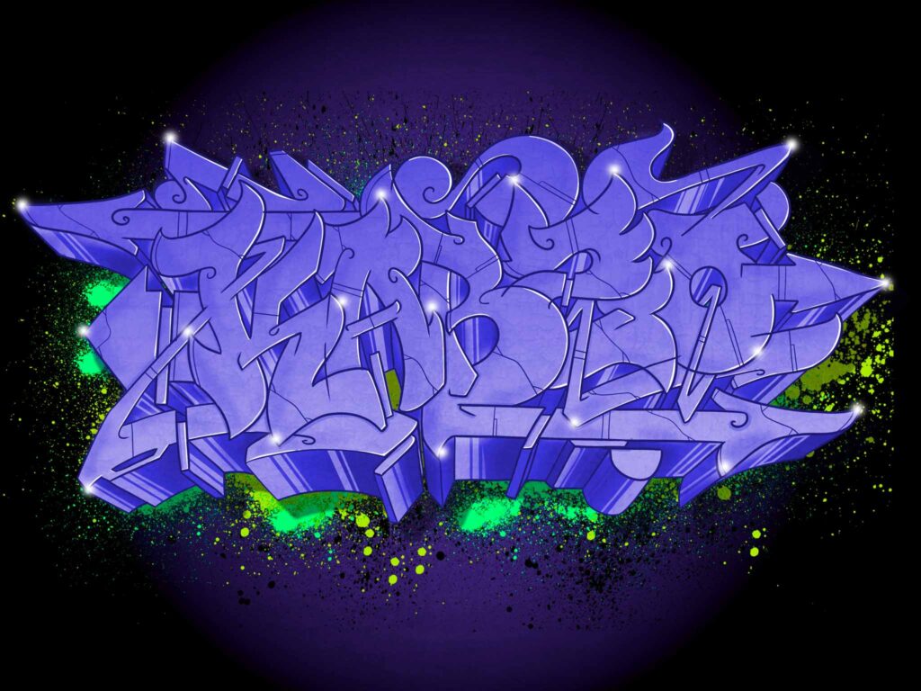 Digital graffiti Kabzo one blue and purple